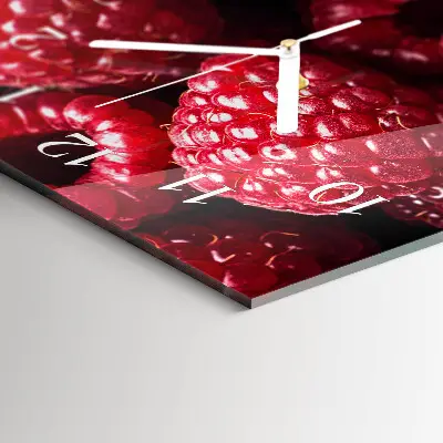 Glas wanduhr mit motiv horizontal Himbeeren