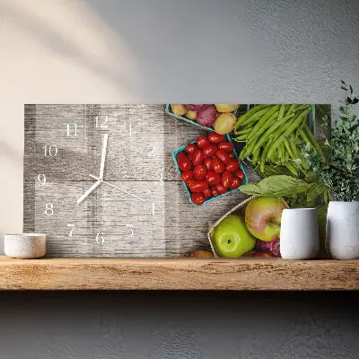 Horizontale glas wanduhr Gemüse