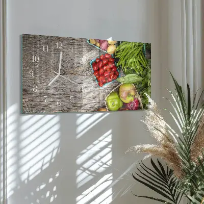 Horizontale glas wanduhr Gemüse