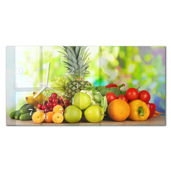 Wanduhr aus glas horizontal Gemüse und Obst