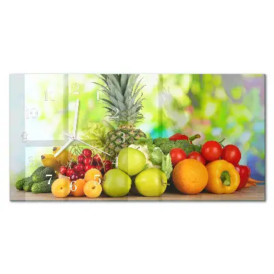 Wanduhr aus glas horizontal Gemüse und Obst