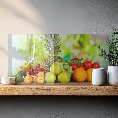 Wanduhr aus glas horizontal Gemüse und Obst