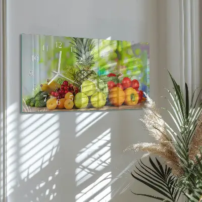 Wanduhr aus glas horizontal Gemüse und Obst