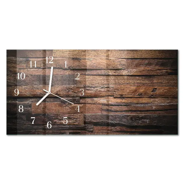 Wanduhr aus glas horizontal Naturholz