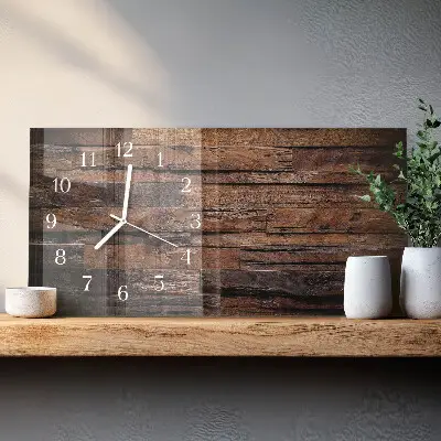 Wanduhr aus glas horizontal Naturholz