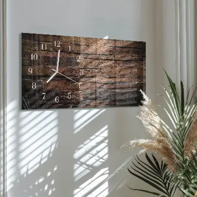 Wanduhr aus glas horizontal Naturholz