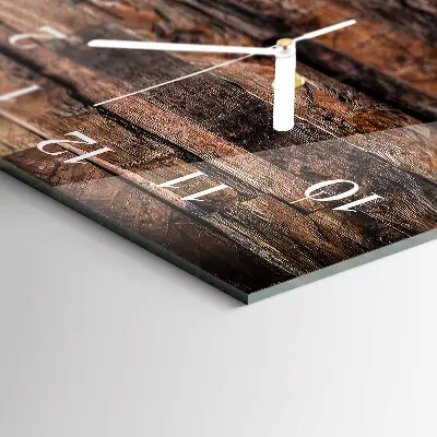 Wanduhr aus glas horizontal Naturholz
