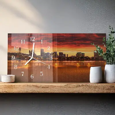 Glas wanduhr mit motiv horizontal Goldene Stunde