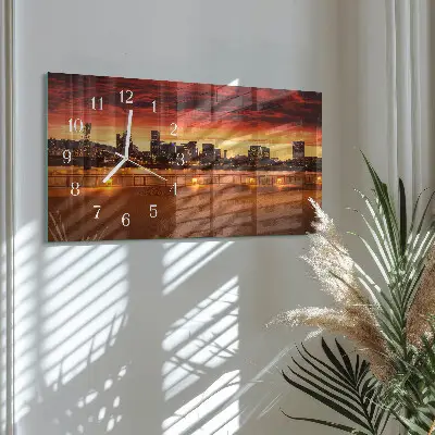 Glas wanduhr mit motiv horizontal Goldene Stunde
