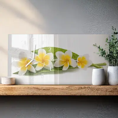 Glas wanduhr mit motiv horizontal Blühende Pflanzen