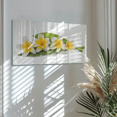 Glas wanduhr mit motiv horizontal Blühende Pflanzen