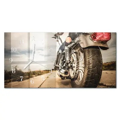 Glas wanduhr mit motiv horizontal Zweirad