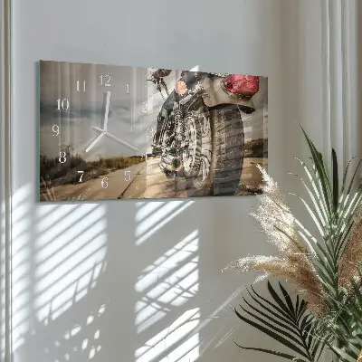 Glas wanduhr mit motiv horizontal Zweirad