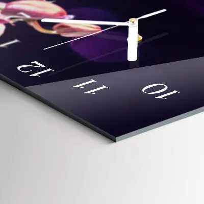 Horizontale glas wanduhr Orchidee