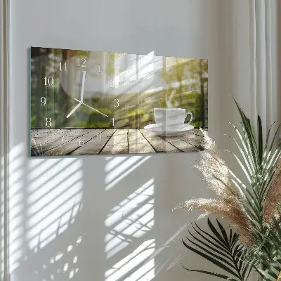Glas wanduhr mit motiv horizontal Eine Tasse Kaffee