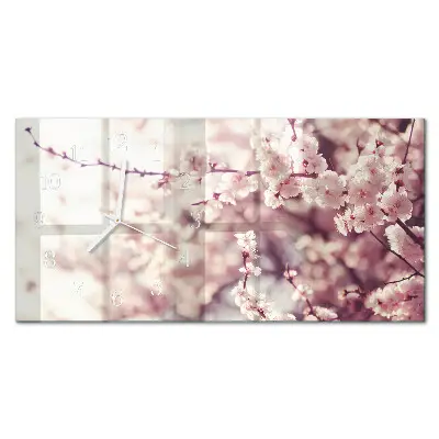 Glasuhr horizontal Kirschblüten