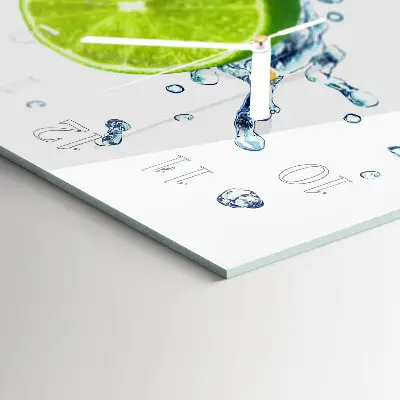 Glas wanduhr mit motiv horizontal Zitrone mit Minze