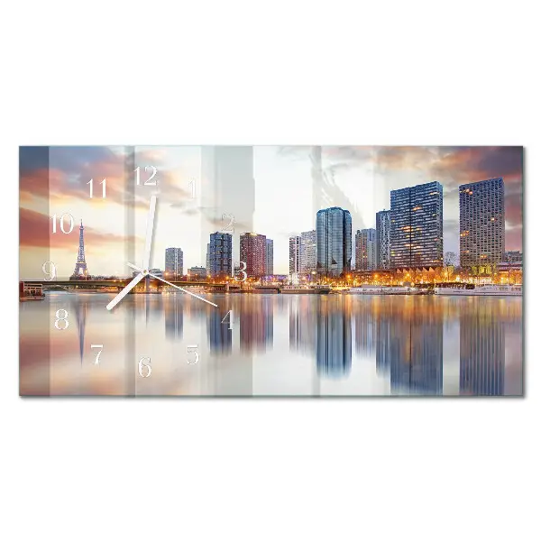 Horizontale glas wanduhr Abendliches Paris