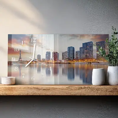 Horizontale glas wanduhr Abendliches Paris