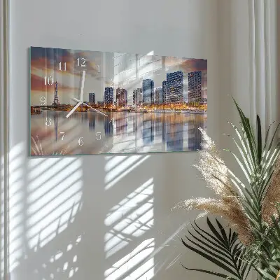 Horizontale glas wanduhr Abendliches Paris