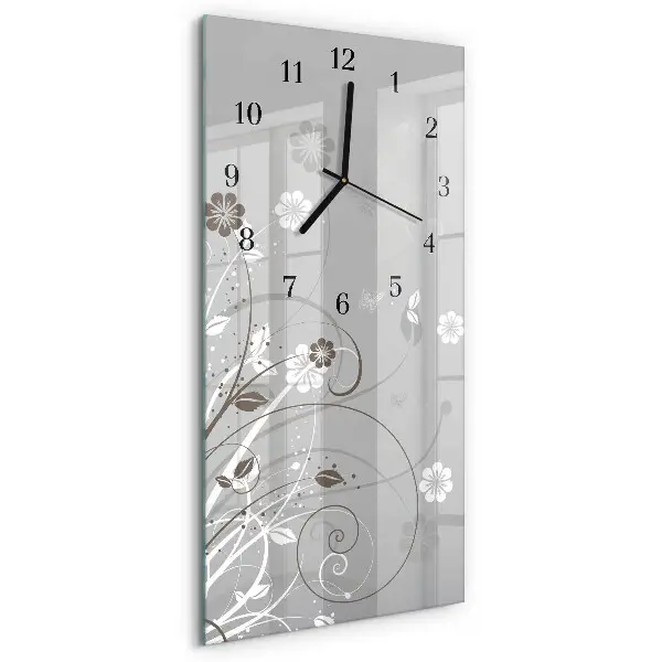 Vertikale glas wanduhr Blumen