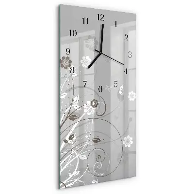 Vertikale glas wanduhr Blumen