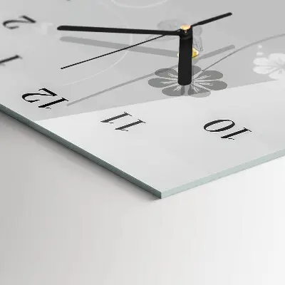 Vertikale glas wanduhr Blumen