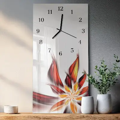Vertikale glas wanduhr Blume