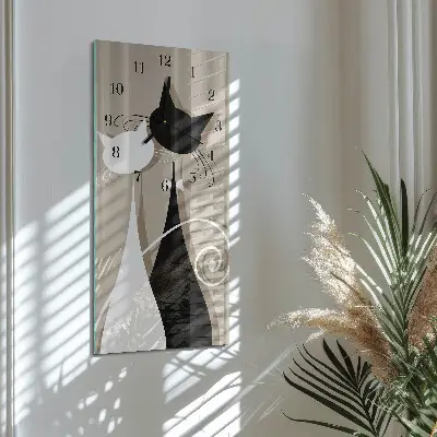 Wanduhr mit motiv vertikal Katzen