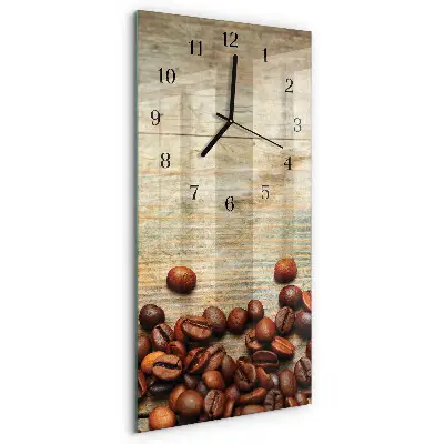 Vertikale glas wanduhr Holz mit Kaffeebohnen