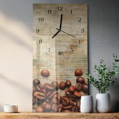 Vertikale glas wanduhr Holz mit Kaffeebohnen