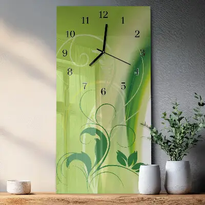 Wanduhr design ausgefallen vertikal Blumenmuster