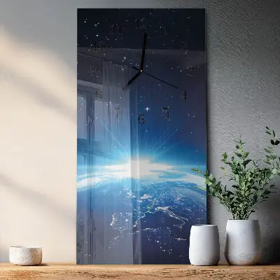 Moderne wanduhr vertikal Das Universum der Erde