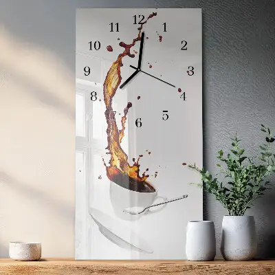 Vertikale glas wanduhr Kaffee