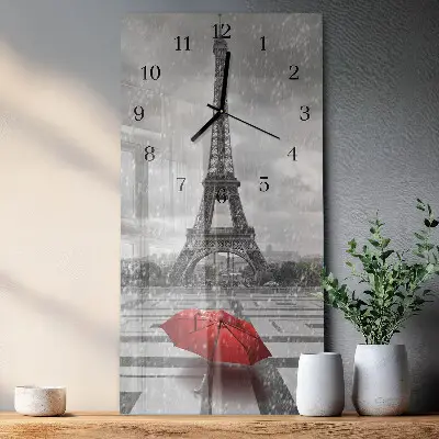 Vertikale glas wanduhr Eiffelturm