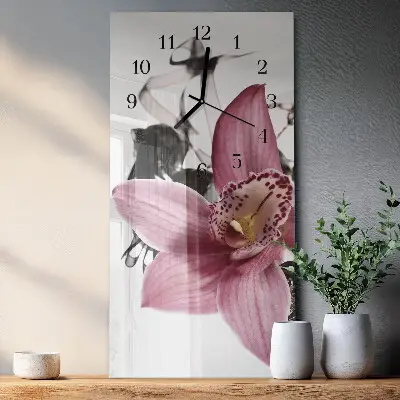 Vertikale glas wanduhr Orchidee