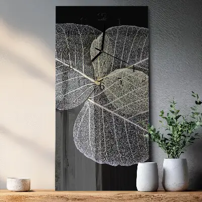 Vertikale glas wanduhr Pflanzenblätter