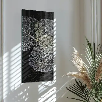 Vertikale glas wanduhr Pflanzenblätter