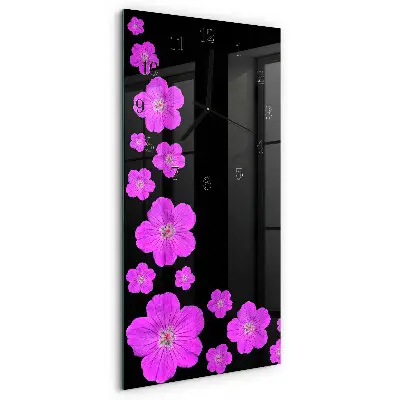 Vertikale glas wanduhr Blumen