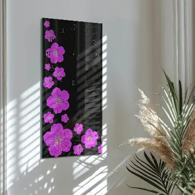Vertikale glas wanduhr Blumen