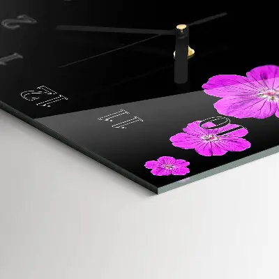 Vertikale glas wanduhr Blumen