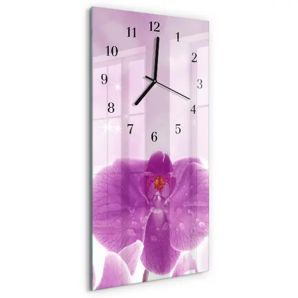 Moderne wanduhr vertikal Orchidee