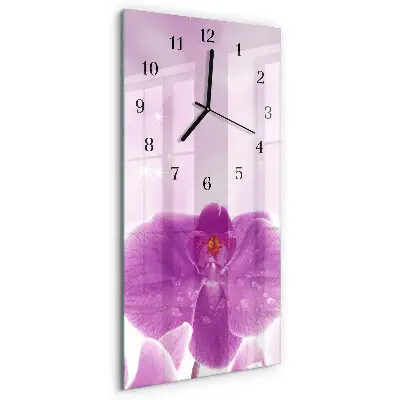 Moderne wanduhr vertikal Orchidee