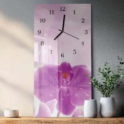 Moderne wanduhr vertikal Orchidee