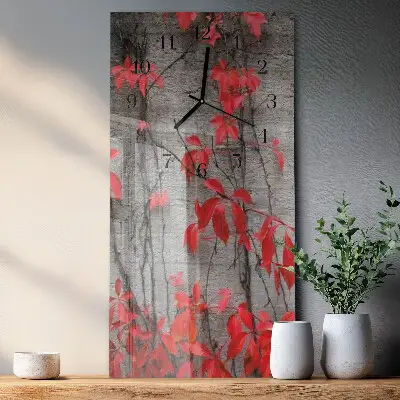Vertikale glas wanduhr Blumen