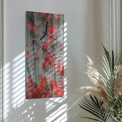 Vertikale glas wanduhr Blumen