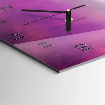 Vertikale glas wanduhr Lavendelfeld