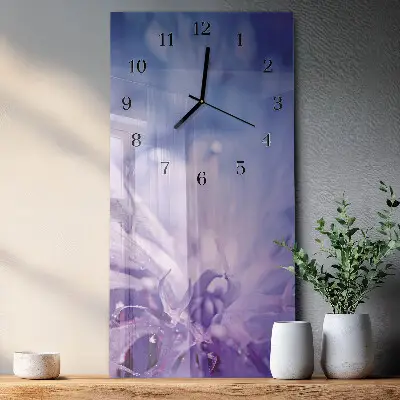 Vertikale glas wanduhr Blume