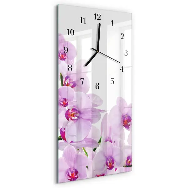 Moderne wanduhr vertikal Orchideen