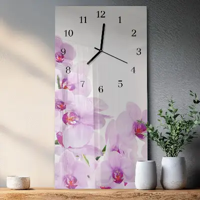 Moderne wanduhr vertikal Orchideen